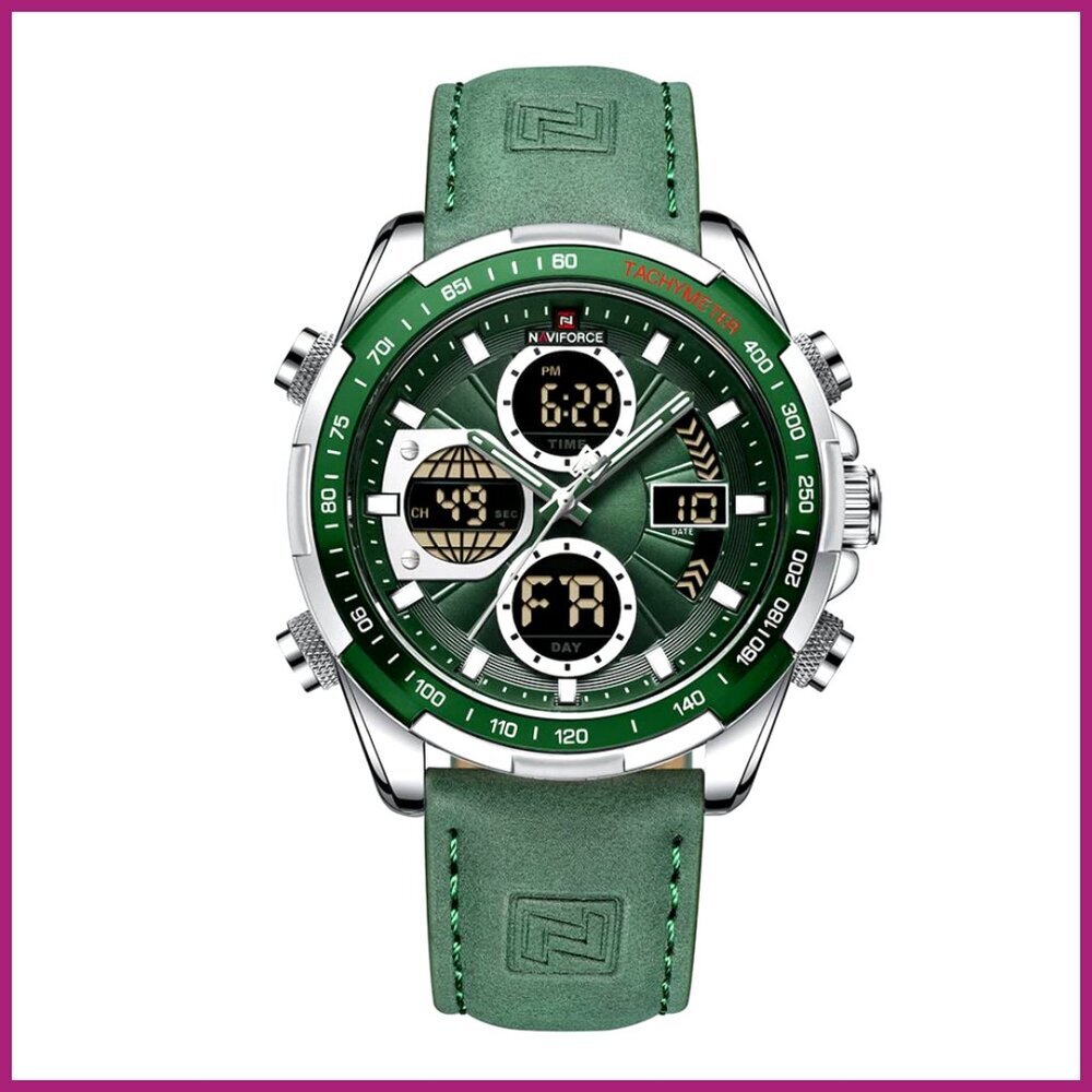 Military Digital Analog Quartz Waterproof Watch with Leather Strap